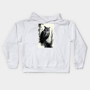 Owl Ink Painting Kids Hoodie